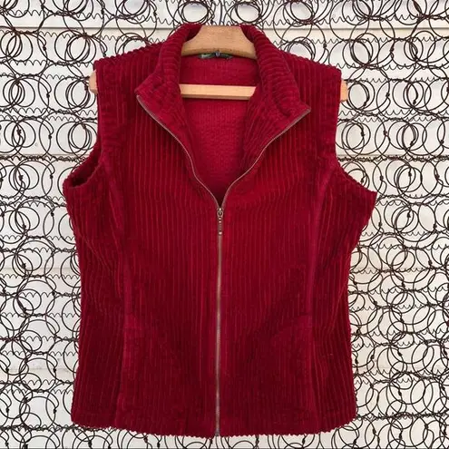 Woolrich  maroon cotton chenille zipper vest LARGE