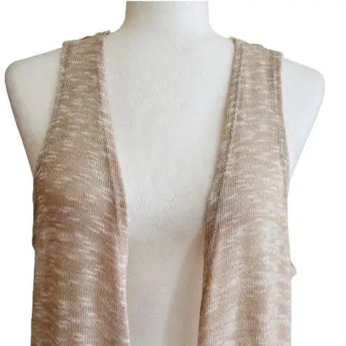 Simply Lara Duster Kimono Lace Detail Open Front Sleeveless Neutral Beige XL NEW Tan