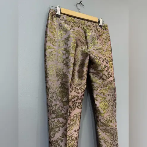 John Richmond Gold Brocade Zip Leg Pants Size 40 (6) EUC Pink