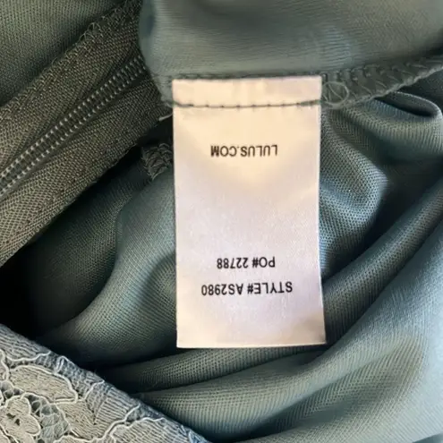 NWT Lulus Womens L Sage Green Lace Pencil Skirt Knee Length Bodycon Career Blue Size L
