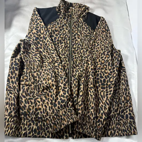 Chico's  Animal Print Bomber Jacket with Black Accents