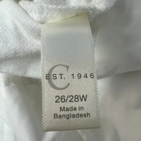 C Est.1946 Linen Blend Coastal Grandma Lagenlook Beach Cottage Dress Size 26/28W White