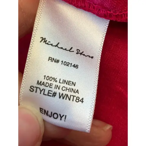 Michael Stars Linen Button Front Trucker Jacket Hot Pink Women's Boho Medium