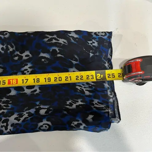 Ramy Brook Blue Allymay Sleeveless Mock Ruffle Leopard Top Blouse Silk Small