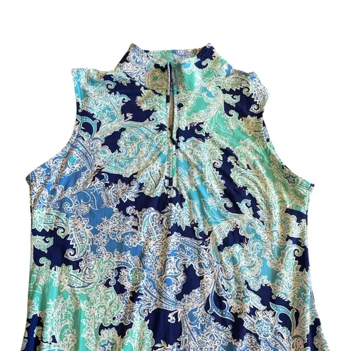 IBKUL Floral Print Sleeveless Dress Outdoor Tennis Athleisure Golf Sie Medium Blue