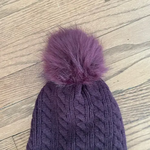 Alepo Womens Winter Beanie Hat, Warm Fleece Lined Knitted Soft Cap with Pom Purple