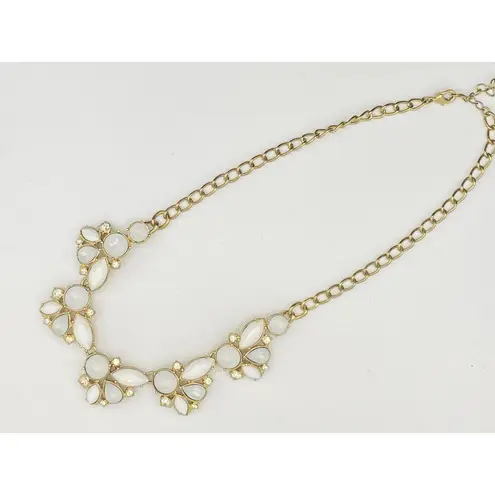 Avon Vintage White Opal Cluster Necklace Earrings Set Bridal Statement Jewelry Gold