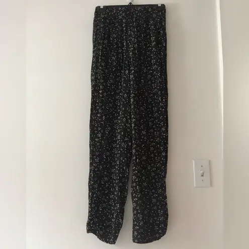 Ganni Black Floral Print Crepe Trousers in Ditzy Floral Size 34 or XS
