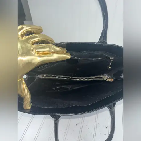 Gucci  Vintage Black Leather Triple Compartment Tote Bag