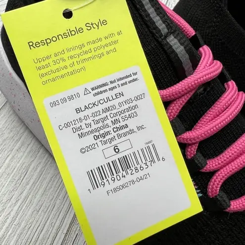 All In Motion Athletic Sneakers Black Mesh Breathable Running Shoes Pink Laces Size 6 - Image 7