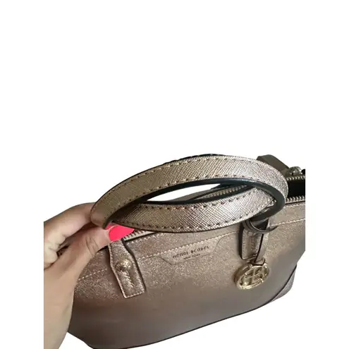 Henri Bendel Rose Gold Saffiano Leather Large Satchel Crossbody Bag