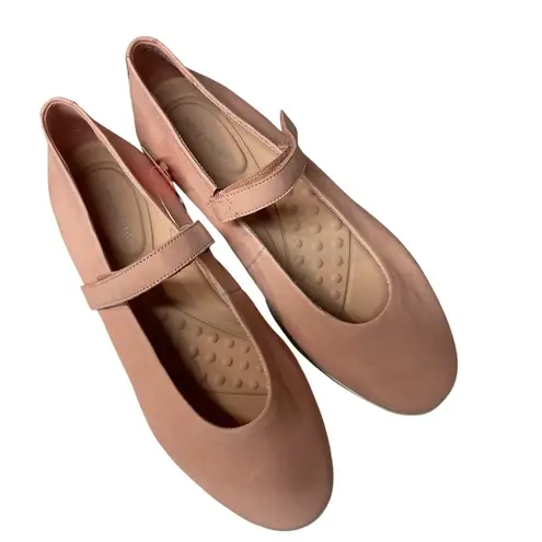 Easy Spirit Women's Cacia Round Toe Mary Jane Leather Ballet Flats Pink Size 9 W