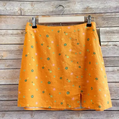 Abound  Orange Floral Linen Blend Mini Skirt Size Small NWT