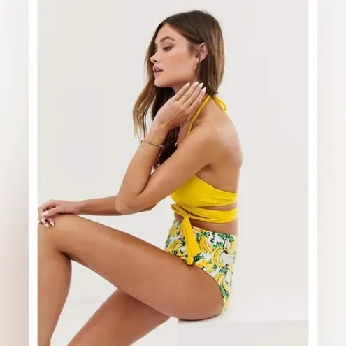 VERO MODA Banana Print High Waisted Bikini Swim Bottoms Size L (12) NWT