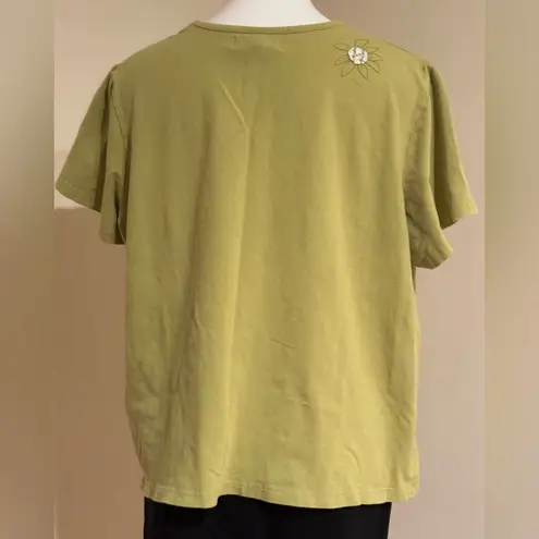 Susan Graver Light Green White Floral Embroidered Short Sleeve T-Shirt Sz. 2X.