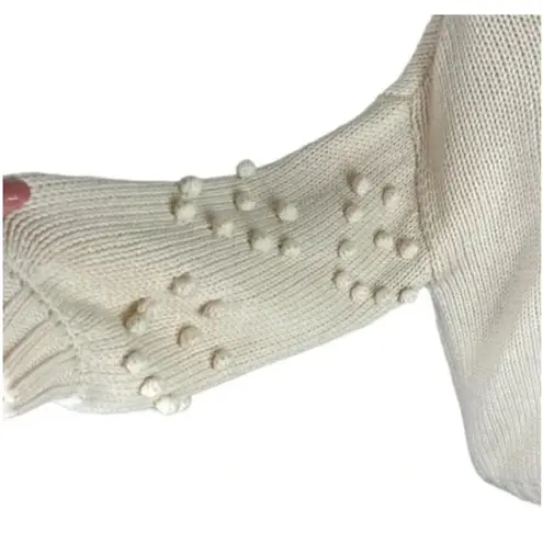 Miami  Francesca’s Ivory/Cream Bubble Pom Pom Sleeve Pullover Sweater Size M