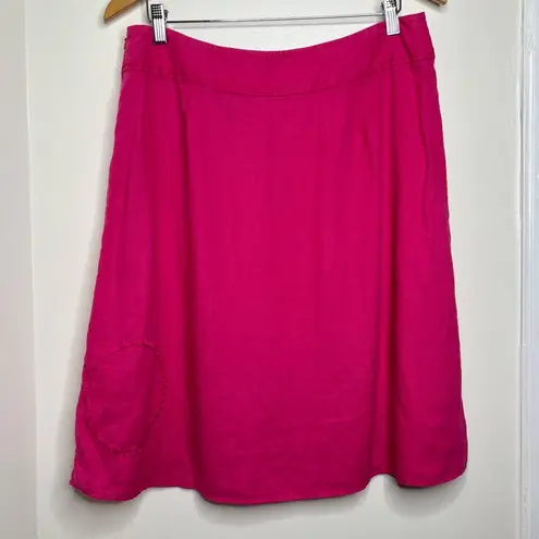 Valerie Stevens Pink Linen Embroidered Skirt Women’s Sz 12 Embellished 24” long