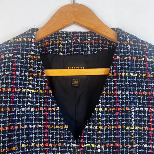 Truth by Republic Colorful Tweed Blazer Longline Single Breasted Preppy Size XS