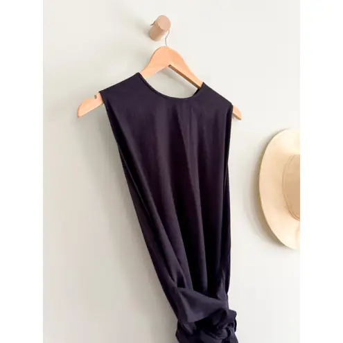 DÔEN | DOEN | Market Raw Silk Wrap Dress in Deep Ink | Sz S Black