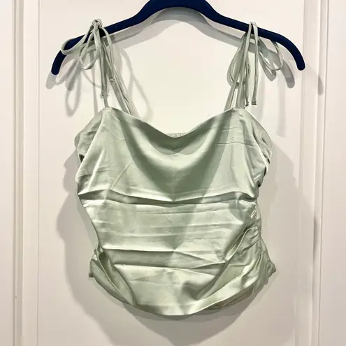 Hollister NWT  Green Satin Ruched Cami Top - Medium