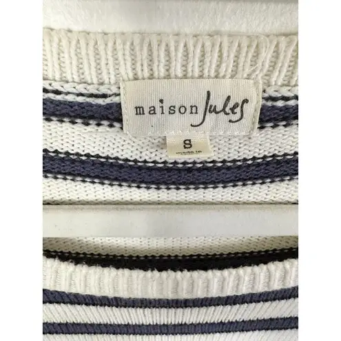 Maison Jules  Navy White Long-Sleeve Striped Crew-Neck Sweater S