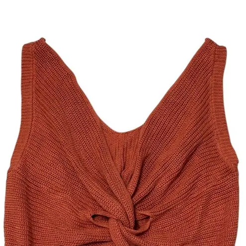 Lulus Knit Crop Top Rust Orange Sleeveless V Neck Twist Back Casual Medium