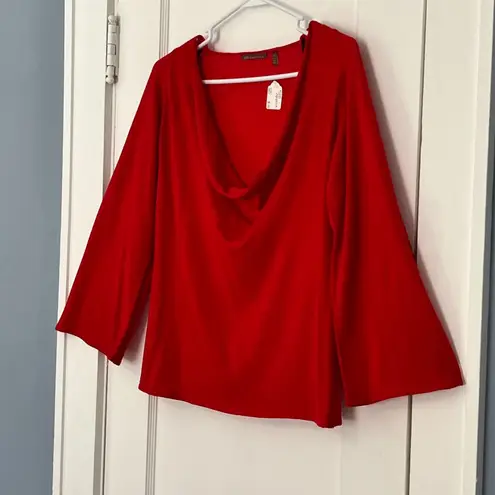 525 America  cashmere blend sweater size medium cherry red cowl neck wide sleeve