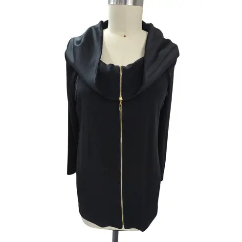 Chico’s Traveler Black Zip Front Top Size 2 Excellent Size L