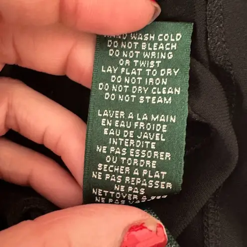 Lauren RALPH LAUREN Lace Sequin Black Dress 14 Ruched Waist Sheer Sleeve Formal