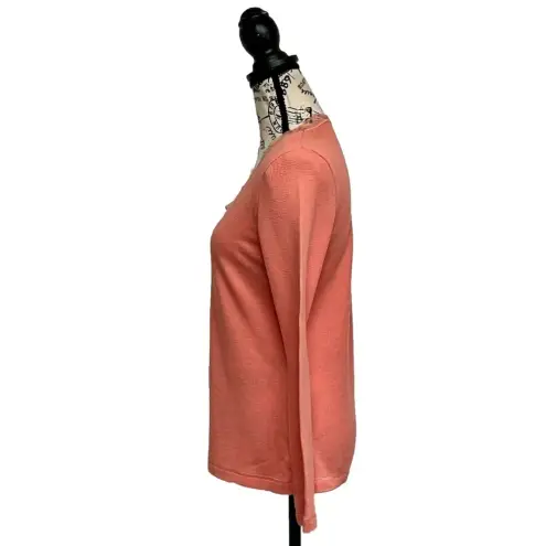 None Salmon Pink Waffle Knit Thermal Shirt Boho Winter Base layer Outdoor M Womens