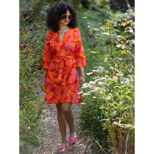 Lesley Evers Drew Dress Cotton Slub Tunic 100% Cotton Orange Chicka 1X No Belt Size XL