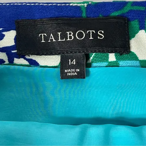 Talbots  Blue Green All Over Leaf Print Stripe Pencil Skirt Size 14 - Image 8