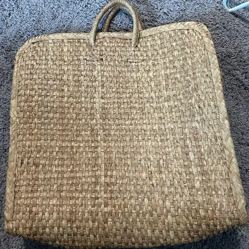 Vintage Handcrafted “Mexico” Straw Beach Bag Tote with Colorful Embroidery Orange