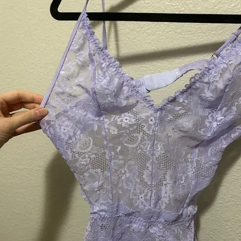 Savage X Fenty Lavender Lace Bodysuit Floral One Piece Lingerie Estimated Small Purple