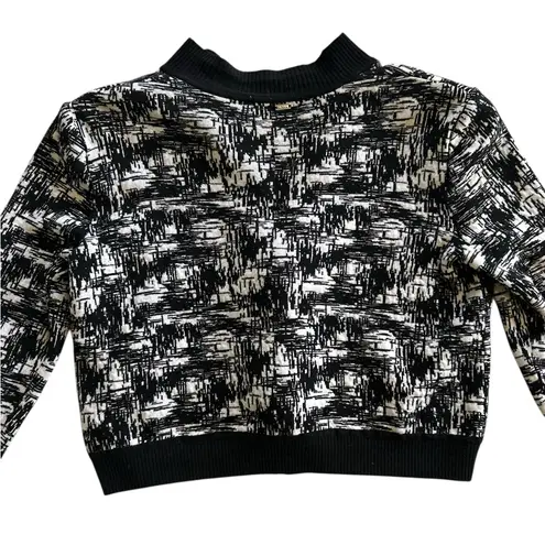 St. John Wool Blend Full Zip Shoulder pad Jacket Size Medium white black