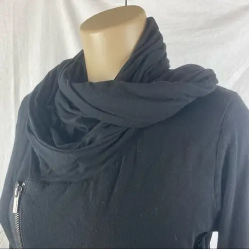 BCBG Max Azria Black Zip Up Scarve Athleisure Jacket S Small