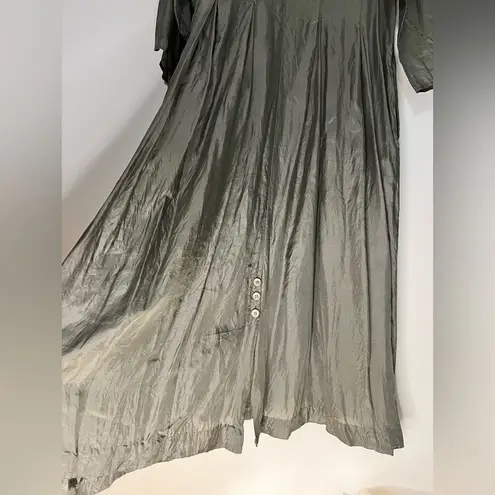 Melissa Silks 100% Silk Button Front Midi Dress green