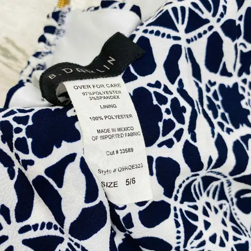 B. Darlin Dress Womens 5/6 Navy Blue Aqua Gold Coil Neckline Geometric NEW White Size undefined