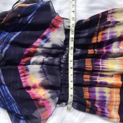 Black Rainn Maxi Dress Dark Watercolor Stripe Long Size Medium M Wedding Guest