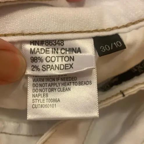 Tru Luxe NWT Jeans 10/30 White Naples Skinny Crop Embellishment on Back Pockets - Image 6