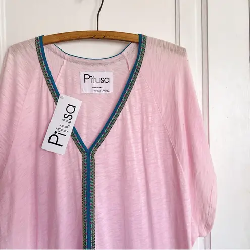 pitusa • Pima Abaya maxi dress Light Pink kaftan cover up caftan embroidered Size L