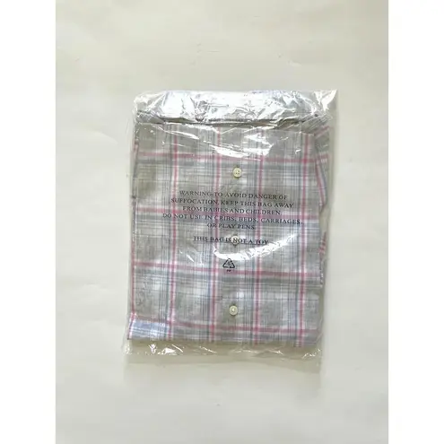 UNTUCKit Cotton Plaid Long Sleeve Button Down Blouse Top Pink Blue Size 12 NEW