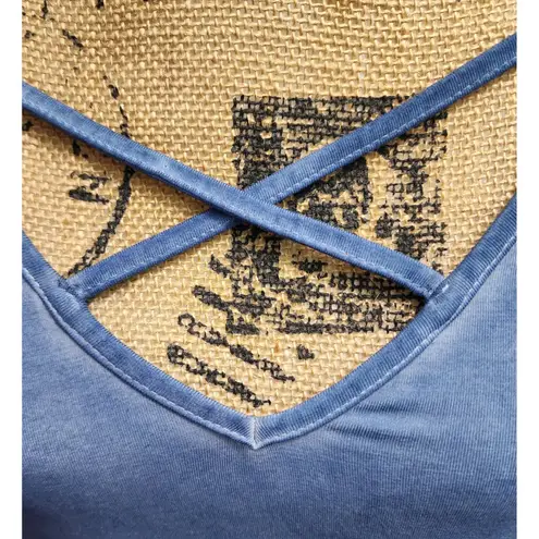 Umgee USA Womens XL Blue Casual Short Sleeve V Neck T Shirt Dress Size 1X