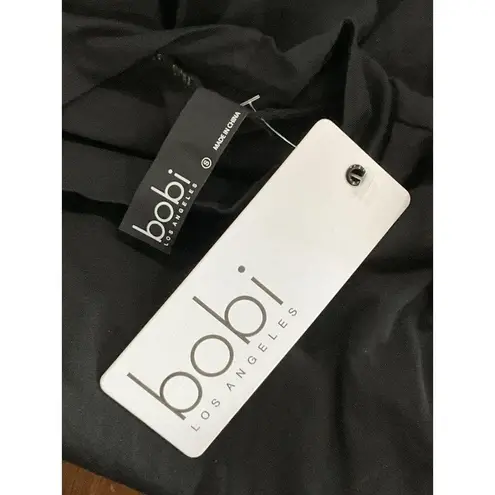 Bobi Shirred Sleeve Turtleneck Top in Black Small New Womens Long Sleeve Tee