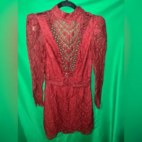 Saylor Celia Elegant Burgundy Lace Dress size XS