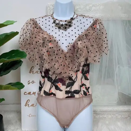 BELLEVUE THE LABEL Surrender Mesh Lace Bodysuit Size Small NWT Black
