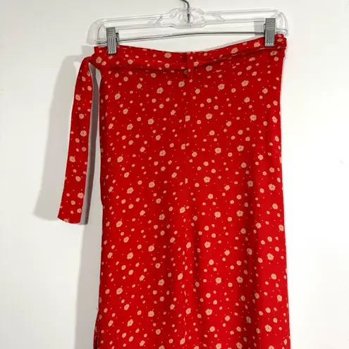 Faithfull the Brand Red Floral Wrap Skirt