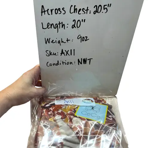 CeCe Floral Off-The-Shoulder Tiered Sleeve Blouse Orange Red Size Medium NWT