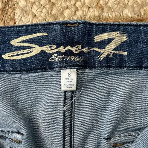 Seven7 Blue Denim Utility Raw Hem Pockets Skirt Size 8