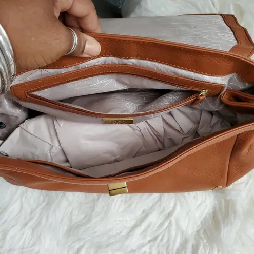 Badgley Mischka Brown Satchel Turnkey Clasp Purse